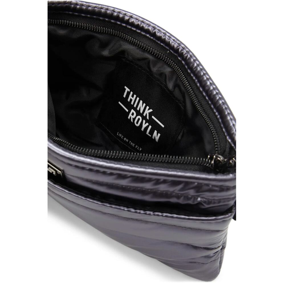 THINK ROYLN Puffer Quilted Crossbody Bum Bag Shiny Navy - Picture 10 of 14
